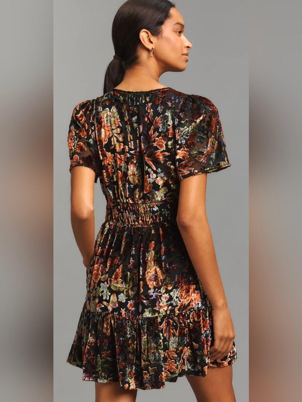 Anthropologie Somerset Velvet Floral Mini Dress - Picture 2 of 4